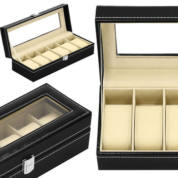 Coffret à montres pour 6 montres, coffret en simili cuir, 30 x 11 x 8 cm