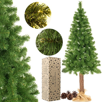 Künstlicher Weihnachtsbaum Kiefer Naturstamm Jutesack 180 cm Naturzapfen