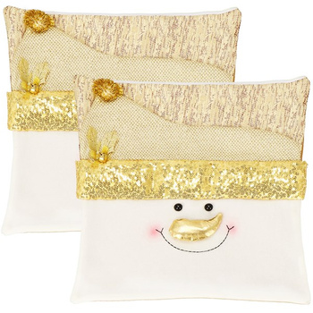 2 x Housse de coussin, bonhomme de neige amusant, 40 x 40 cm